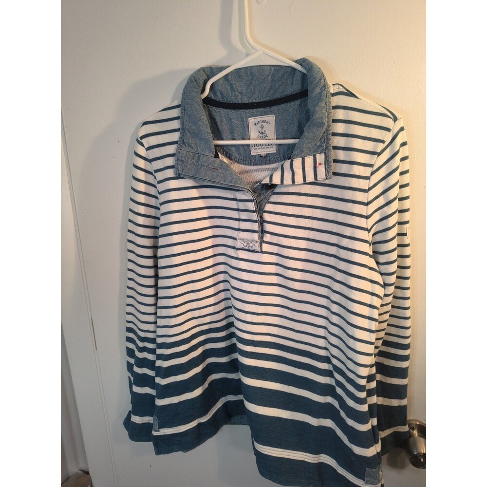 Joules Mariners Grade Striped Sweatshirt Women UK 16 US 12 Funnel Neck Pullover